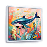 Colorful whale underwater majesty - Green Whale Wall Art
