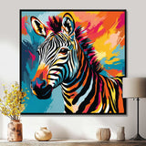 Colorful Popart Zebra fantasy I - Animals Canvas Wall Art