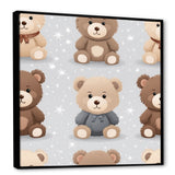 Brown and grey Teady bear nursery - Bear Large Canvas Wall Art
