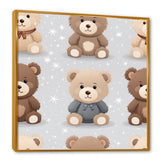 Brown and grey Teady bear nursery - Bear Large Canvas Wall Art