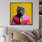 Yellow pink Gorilla in suit - Gorilla Bedroom Wall Art