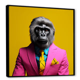 Yellow pink Gorilla in suit - Gorilla Bedroom Wall Art