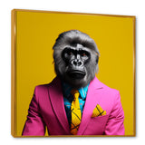 Yellow pink Gorilla in suit - Gorilla Bedroom Wall Art