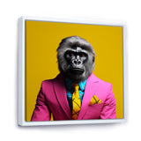 Yellow pink Gorilla in suit - Gorilla Bedroom Wall Art