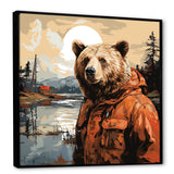 Orange Bear detective countryside - Bear Wall Art Prints