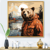 Orange Bear detective countryside - Bear Wall Art Prints