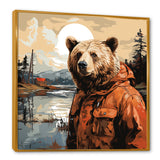Orange Bear detective countryside - Bear Wall Art Prints