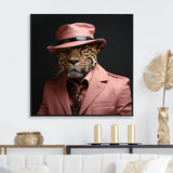 Pink suited up cheetah - Cheetah Fashion Home Decor Art