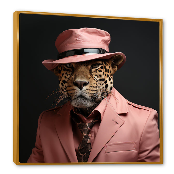 Pink suited up cheetah - Cheetah Fashion Home Decor Art
