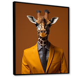 Yellow and brown suited up giraffe - Giraffe Fashion Living Room Wall Art