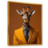 Yellow and brown suited up giraffe - Giraffe Fashion Living Room Wall Art