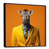Yellow and orange suited up zebra - Zebra Fashion Bedroom Wall Art
