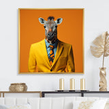 Yellow and orange suited up zebra - Zebra Fashion Bedroom Wall Art