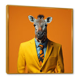 Yellow and orange suited up zebra - Zebra Fashion Bedroom Wall Art