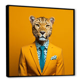 Yellow and blue suited up cheetah - Zebra Fashion Canvas Wall Art