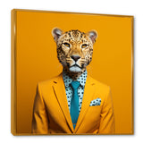 Yellow and blue suited up cheetah - Zebra Fashion Canvas Wall Art