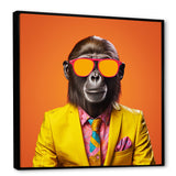 Yellow and orange suited up Monkey - Monkey Fashion Canvas Wall Art