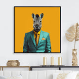 Yellow and blue suited up zebra - Zebra Fashion Wall Decor
