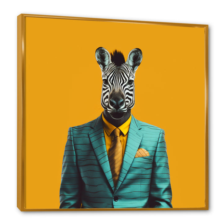 Yellow and blue suited up zebra - Zebra Fashion Wall Decor