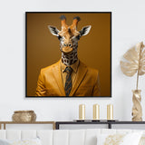 Yellow and brown suited up fashion giraffe - Giraffe Fashion Wall Decor