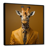 Yellow and brown suited up fashion giraffe - Giraffe Fashion Wall Decor
