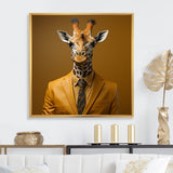 Yellow and brown suited up fashion giraffe - Giraffe Fashion Wall Decor