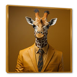 Yellow and brown suited up fashion giraffe - Giraffe Fashion Wall Decor