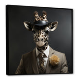 Grey and black suited up fashion giraffe - Giraffe Fashion Wall Art Prints