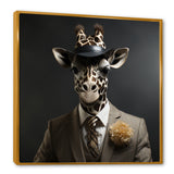 Grey and black suited up fashion giraffe - Giraffe Fashion Wall Art Prints