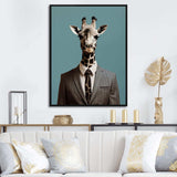 Grey Giraffe fashion suit  II - Animals Canvas Wall Art