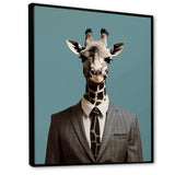 Grey Giraffe fashion suit  II - Animals Canvas Wall Art