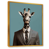 Grey Giraffe fashion suit  II - Animals Canvas Wall Art