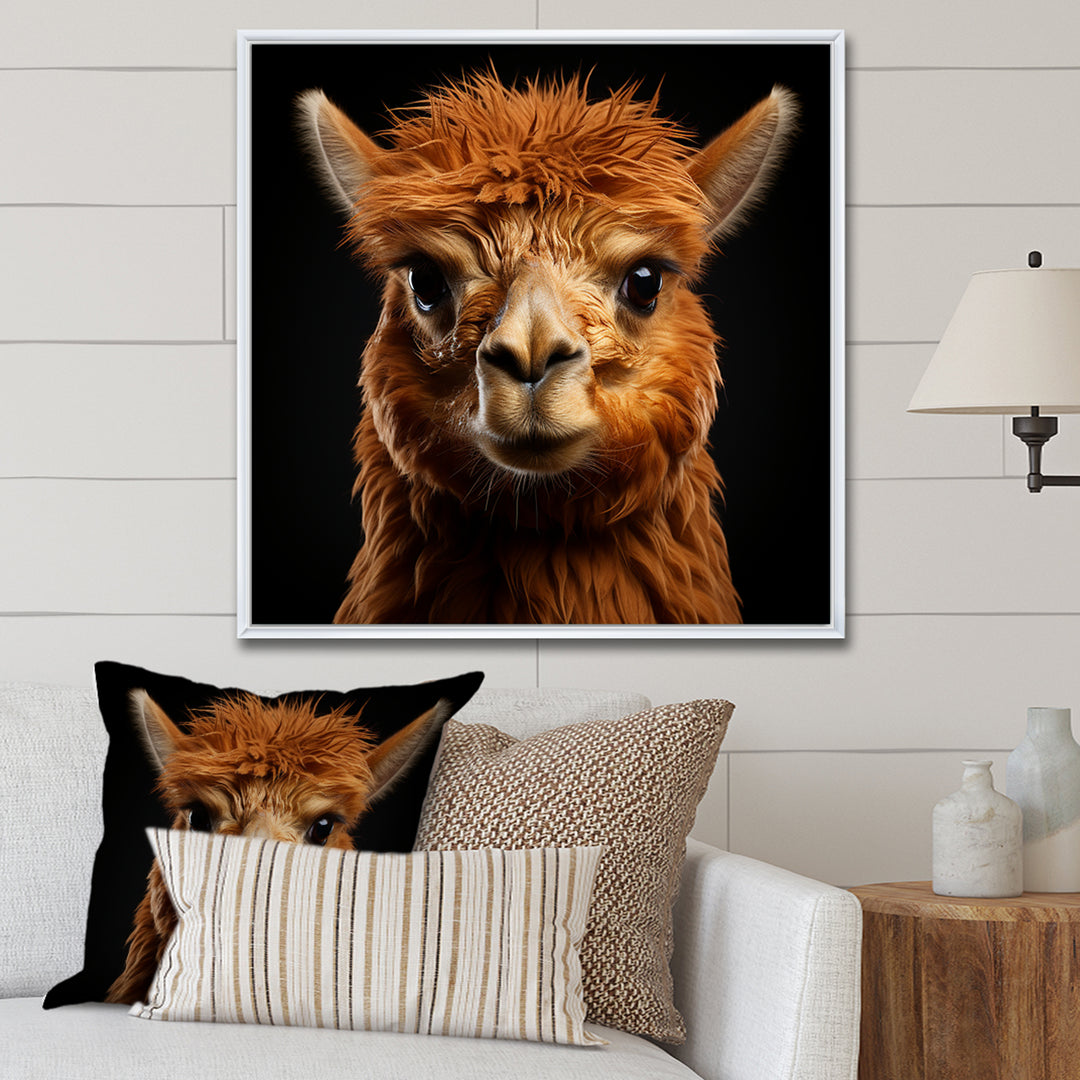 Serene Alpaca in Natural Elegance - Alpaca Canvas Wall Art