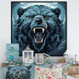 Blue Roaring bear portrait - Bear Living Room Wall Art