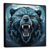Blue Roaring bear portrait - Bear Living Room Wall Art