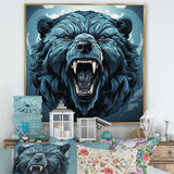Blue Roaring bear portrait - Bear Living Room Wall Art
