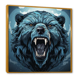 Blue Roaring bear portrait - Bear Living Room Wall Art
