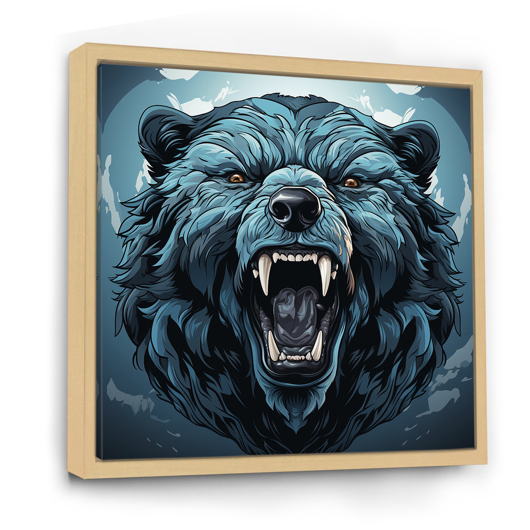 Blue Roaring bear portrait - Bear Living Room Wall Art