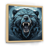 Blue Roaring bear portrait - Bear Living Room Wall Art