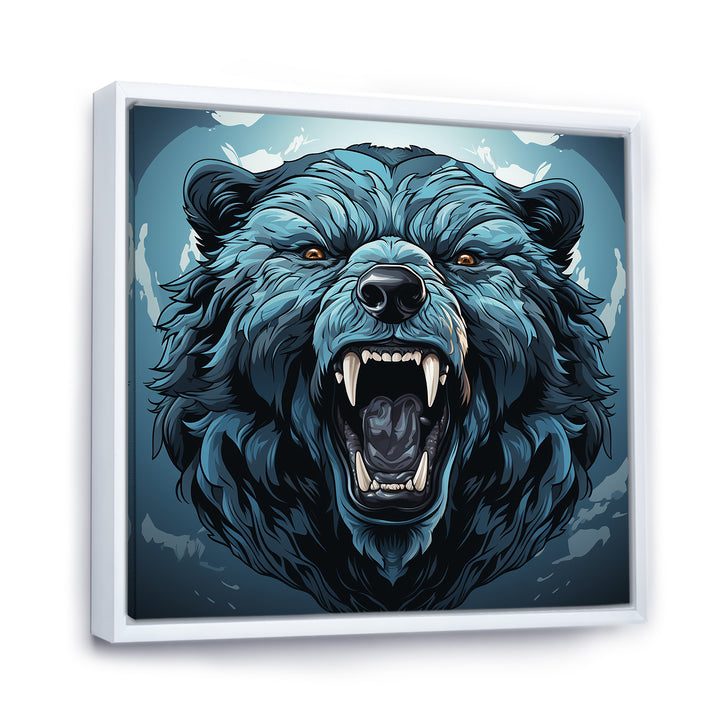 Blue Roaring bear portrait - Bear Living Room Wall Art