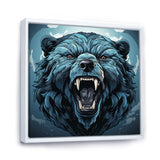 Blue Roaring bear portrait - Bear Living Room Wall Art