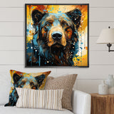 Blue and yellow bear portrait - Bear Wall Decor