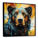 Blue and yellow bear portrait - Bear Wall Decor