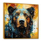 Blue and yellow bear portrait - Bear Wall Decor