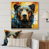 Blue and yellow bear portrait - Bear Wall Decor