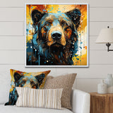 Blue and yellow bear portrait - Bear Wall Decor