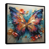 Orange and blue Metallic Butterfly - Animals Canvas Wall Art