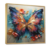 Orange and blue Metallic Butterfly - Animals Canvas Wall Art