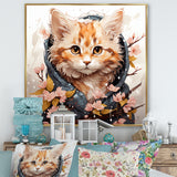 Adorable Cat in springtime flowers - Cat Home Decor Art