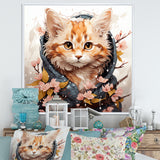 Adorable Cat in springtime flowers - Cat Home Decor Art